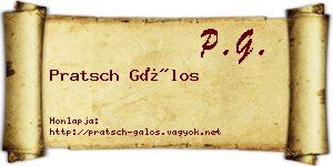 Pratsch Gálos névjegykártya